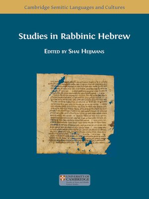 cover image of Studies in Rabbinic Hebrew